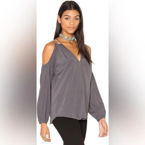 NWOT Ramy Brook Gigi Silk Long Sleeve Top Gunmetal Grey Casual Women’s Medium